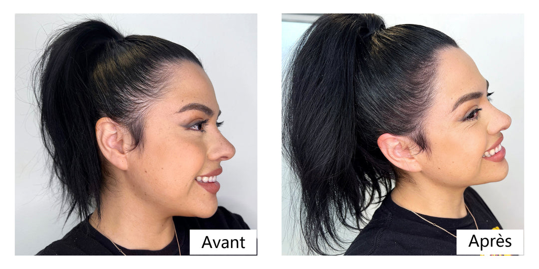 Images de comparaison avant et apres l_utilisation des Hair Building Fibers Lemooree 1