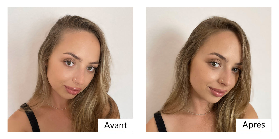 Images de comparaison avant et apres l_utilisation des Hair Building Fibers Lemooree 2